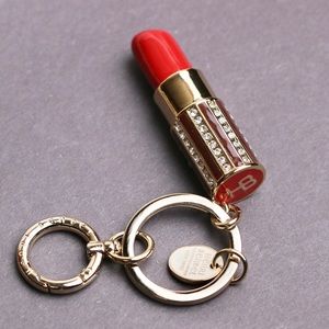 Henri Bendel Red and Gold Lipstick Key Holder